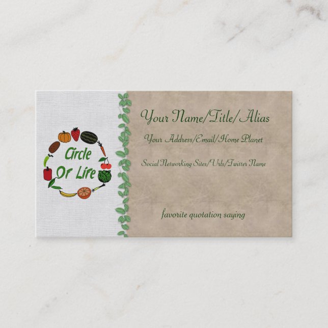 Kreis des Lebens Visitenkarte (Vorderseite)