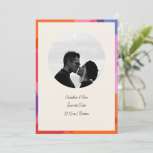 Kreis Foto Farbiger Rahmen Modernes Paar Save The Date