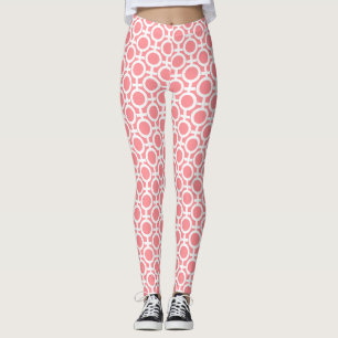 Kreis-Geometrisches Muster auf hell-korallenem Ros Leggings