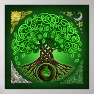 Kreis-keltischer Baum des Leben-Plakat-Druckes Poster