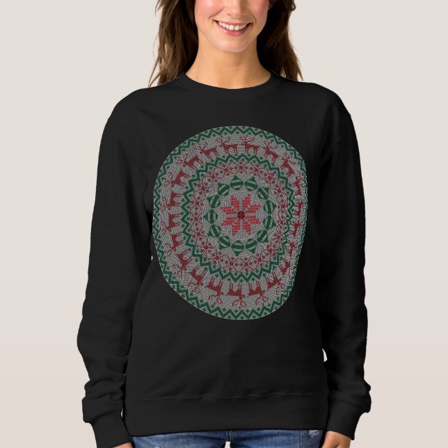 Kreis-Ren verziert hässliche Weihnachtsstrickjacke Sweatshirt (Vorderseite)
