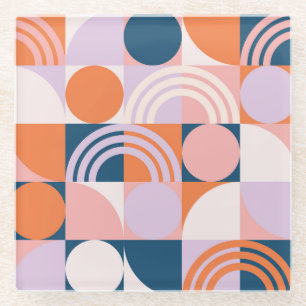 Kreis-Streifen im Mid-Century-Stil: Geometrisches Glasuntersetzer