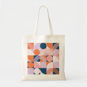 Kreis-Streifen im Mid-Century-Stil: Geometrisches Tragetasche