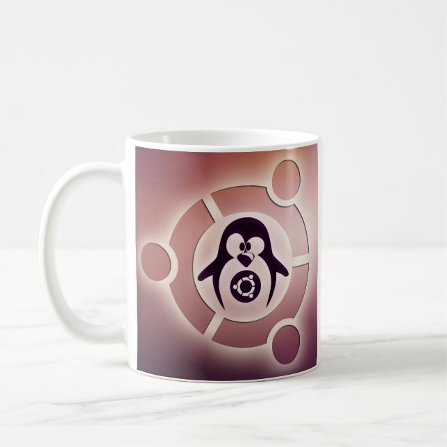 Kreis Ubuntus Linux des Freund-Logos mit Tux Kaffeetasse (Links)