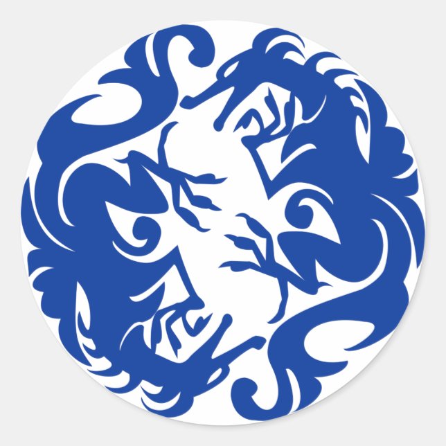 Kreisdrachen kleben runder aufkleber (Vorderseite)