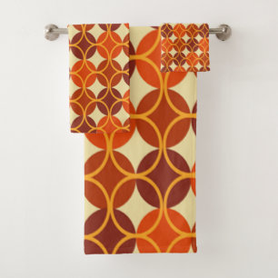 Kreise auf Kreisläufen - orange und braun Badhandtuch Set