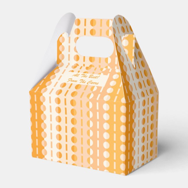 Kreise auf Streifen Orange Peach Ombre Gable Geschenkschachtel (Vorderseite)