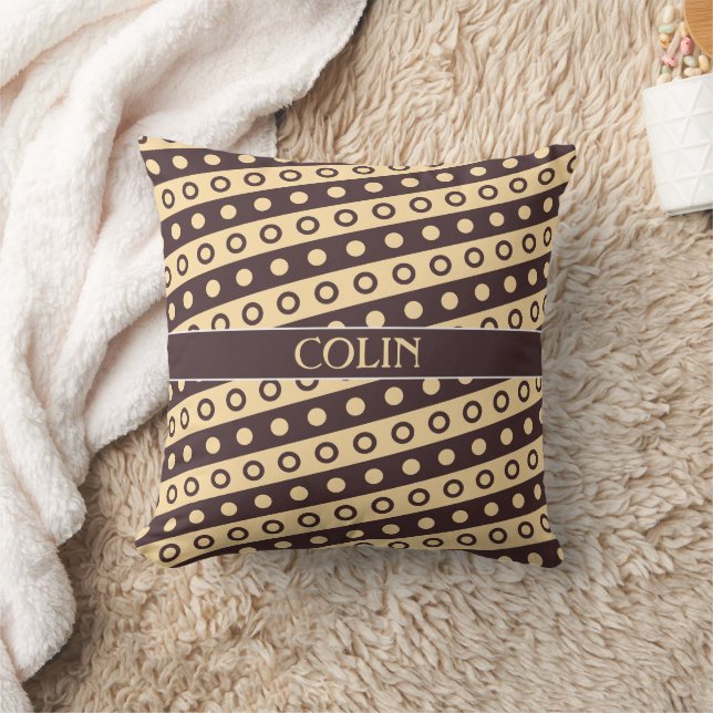 Kreise Beige Schokolade Minimales Muster Kissen (Decke)