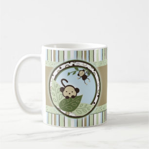 Kreise, Blätter, Streifen und Affe-Baby-Tasse Kaffeetasse