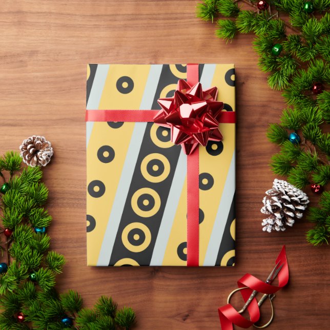 Kreise Gelbes Schwarzes Minimales Muster Geschenkpapier (Feiertagsgeschenk)