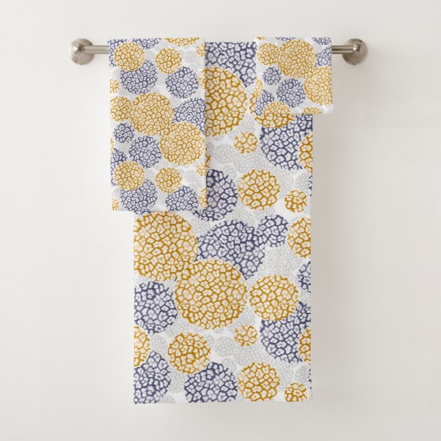 Kreise mit gelber und blauer Leopardenfarbe Badhandtuch Set (Insitu)