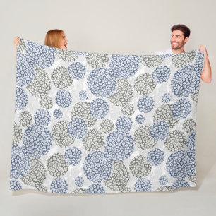 Kreise mit grauem und blauem Leopardendruck Fleecedecke