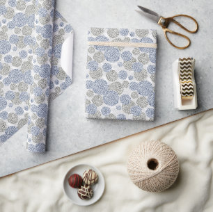 Kreise mit grauem und blauem Leopardendruck Geschenkpapier