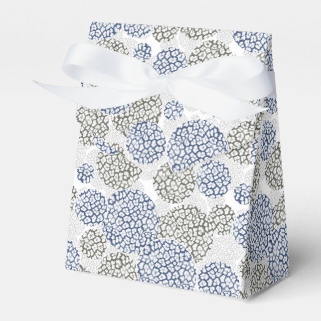Kreise mit grauem und blauem Leopardendruck Geschenkschachtel (Vorderseite)