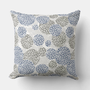 Kreise mit grauem und blauem Leopardendruck Kissen