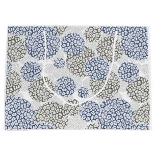 Kreise mit grauem und blauem Leopardenfelldruck  Große Geschenktüte