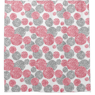 Kreise mit grauem und rotem Leopardenprint Duschvorhang