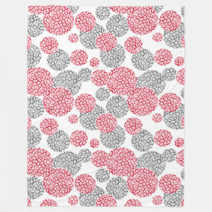 Kreise mit grauem und rotem Leopardenprint Fleecedecke