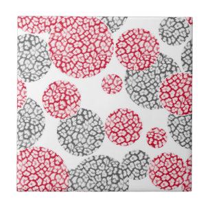 Kreise mit grauem und rotem Leopardenprint Fliese