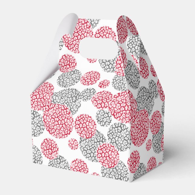Kreise mit grauem und rotem Leopardenprint Geschenkschachtel (Rückseite)