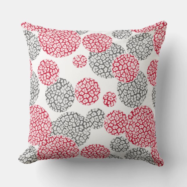 Kreise mit grauem und rotem Leopardenprint Kissen (Vorderseite)