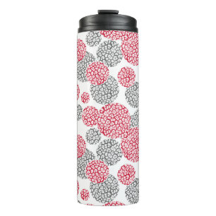 Kreise mit grauem und rotem Leopardenprint Thermosbecher