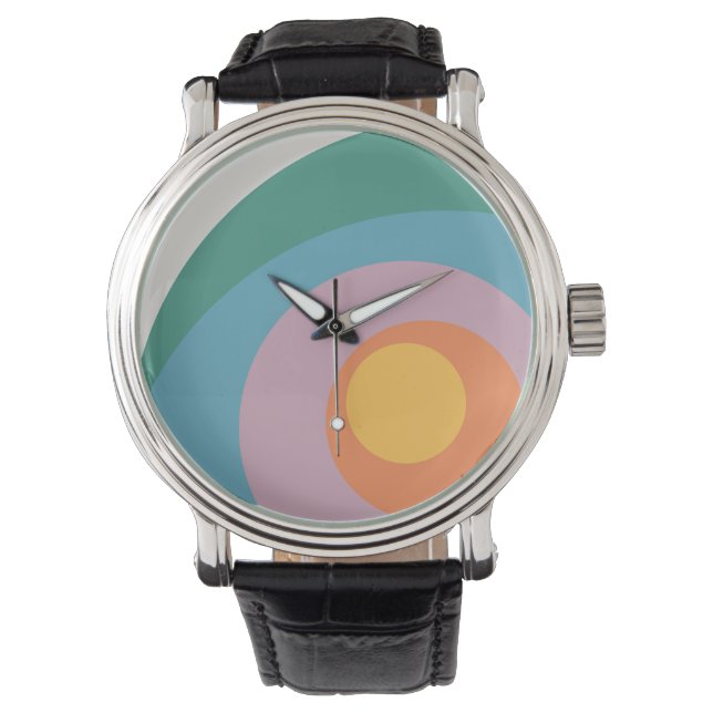 Kreise mit mehrfarbigem Retrostil Armbanduhr (Vorderseite)