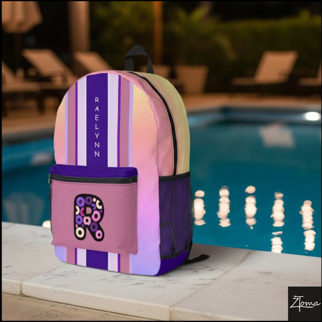 Kreise Muster Monogramm Gestreifter Rucksack  (Von Creator hochgeladen)