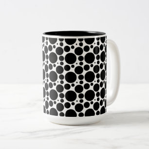 Kreise & Punkte in 7 Größen: Sich wiederholendes S Zweifarbige Tasse