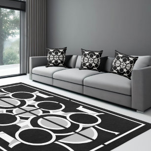 Kreise Schwarz-weiße moderne geometrische Muster Kissen