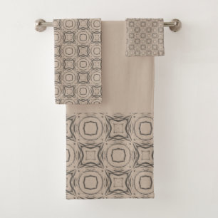 Kreise und Diamanten in Bronze-Muster Badhandtuch Set