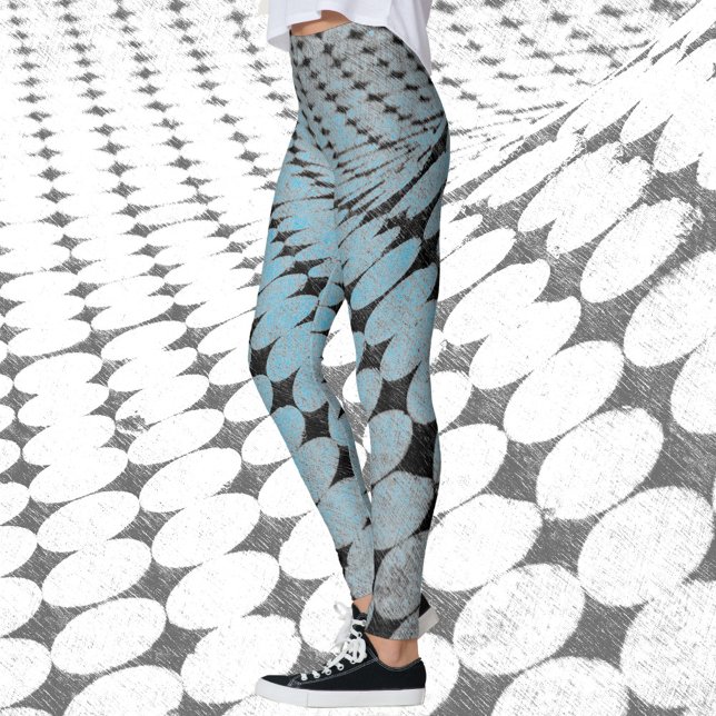 Kreise und Diamanten Muster Grau Blue Edgy Chic Leggings (Von Creator hochgeladen)