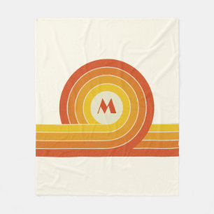 Kreise und Linien im Retrostil gelb und orange Fleecedecke