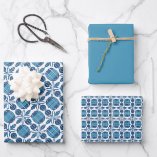 Kreise und Muster der Blume - Blumenkornblume Geschenkpapier Set