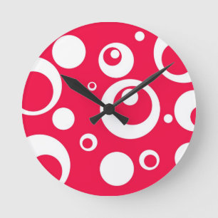 Kreise und Punkte in Geranium Runde Wanduhr