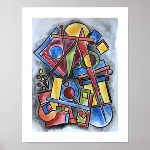 Kreise und Quadrate - Moderne Bauhaus-Geometriekun Poster