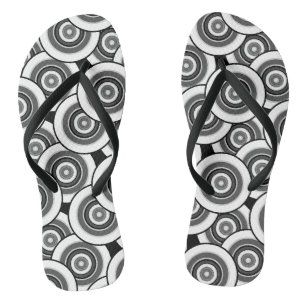 Kreise und Ringe geometrische schwarz-weiße Patter Flip Flops