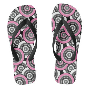Kreise und Ringe geometrische schwarz-weiße Patter Flip Flops