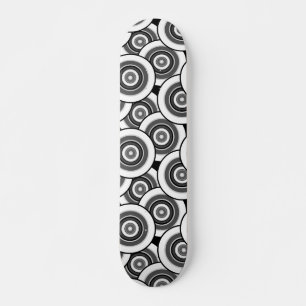 Kreise und Ringe geometrische schwarz-weiße Patter Skateboard
