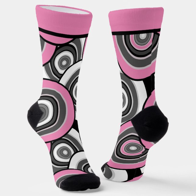 Kreise und Ringe geometrische schwarz-weiße Patter Socken (Gewinkelt)
