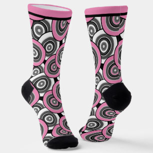 Kreise und Ringe geometrische schwarz-weiße Patter Socken