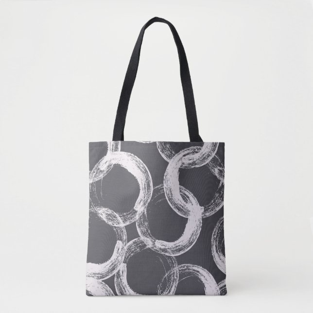 Kreisel Geometrischer Nahtloser schwarzer Hintergr Tasche (Vorderseite)