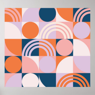Kreisel Mitte des Jahrhunderts Streifen: geometris Poster