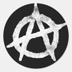 "kreisen Sie ein" Anarchiesymbol ein Runder Aufkleber