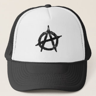 "kreisen Sie ein" Anarchiesymbol ein Truckerkappe