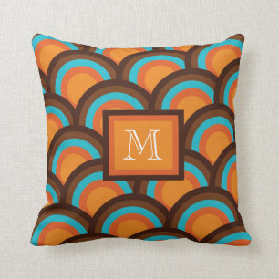 Kreisen Sie Muster, Monogramm-Kissen - farbiges Kissen