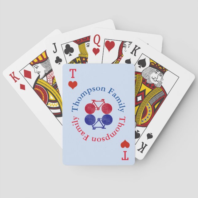 KreisFamilienname-Monogrammfahrräder Spielkarten (Rückseite)