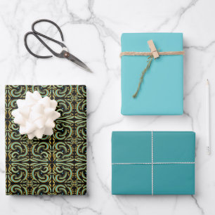 Kreisförmige, lineare und konische Formen Abstrakt Geschenkpapier Set