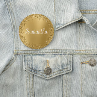 Kreisförmiger Gold-Glitter-Unschärfe Namensschild