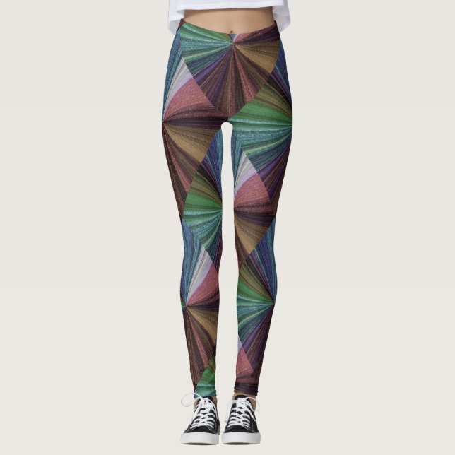 Kreisförmiger Gradient Erdiger Regenbogen Leggings (Vorderseite)